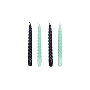 Lot de 4 Bougies de Luxe Italiennes torsadées en Spirale Non parfumées | Cadeau de Noël idéal pour Elle ou Lui | Bleu Marine et Vert Menthe