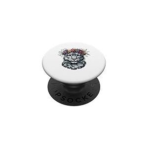 Léopard des neiges, animal léopard blanc, visage de léopard des neiges PopSockets PopGrip Adhésif