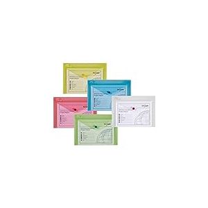 Snopake 11395 Polyfile A5 Pochettes avec bouton-pression Classique Couleurs assorties (Pack 5)
