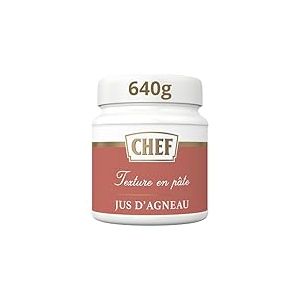 CHEF Jus d'Agneau Premium - Pâte Concentrée à Base d'Extrait d'Agneau - Goût d'Agneau Rôti et Note d'Ail Confit - Gain de Temps en Cuisine - Aide Culinaire, Sauce, Fonds - Pot de 640g pour 8L