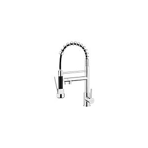 Ibergrif M22144, Mitigeur de Cuisine avec Douchette Extractible 2 Jets, Mitigeur de Cuisine Professionnel avec Deux Becs, Acier Inoxydable, Chromé, Argent