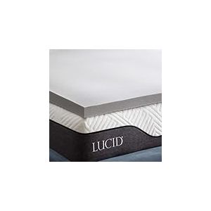 LUCID Surmatelas de 5 cm en Mousse à mémoire de Forme au de Charbon de Bambou – Surmatelas 180 x 200 cm, Gris