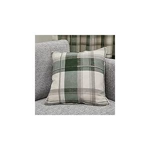 Fusion - Coussin Tartan Vert (43 x 43 cm) - 100% Coton - Rembourrage Inclus - Coussin à Carreaux Vert Olive - Coussin Vert à Carreaux - Coussins Vert foncé avec Housses incluses/Inserts de Coussin