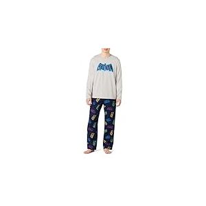 Amazon Essentials Ensemble de Pyjama avec Pantalon en Flanelle et T-shirt à Manches Longues Homme, Logo Batman - Hommes, XXL