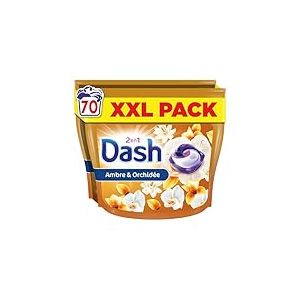 Dash 2en1 PODS, Lessive En Capsule, 70 Lavages, Souffle Pr&eacute;cieux, 3 SEMAINES DE FRA&Icirc;CHEUR* AVEC L&rsquo;ADOUCISSANT LENOR, Fabriqu&eacute;e En France, Dash 2in1