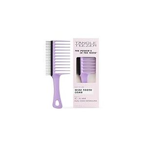 Tangle Teezer Wide Tooth, Peigne Cheveux Boucl&eacute;s et Fris&eacute;s 3C-4C, Picots Longs pour D&eacute;m&ecirc;ler et R&eacute;duire la Casse, Picots Courts et Flexibles &agrave; 2 Niveaux pour Retirer les Cheveux tomb&eacute;s, Lilas et Noir
