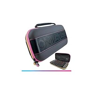 Oniverse Étui de Protection Compatible avec Nintendo Switch 2/OLED/Switch - Pochette de Transport Rigide imperméable à poignée, intérieur rembourré, Emplacements Jeux, Filet de Rangement (Rose/Jaune)