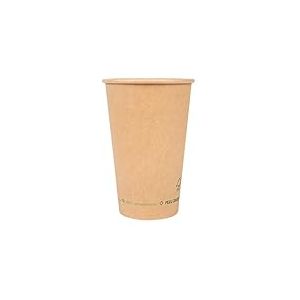 Lot de 50 verres en papier 1 mur 'Plastic Free' 480 ml 300 G/M2 Ø9/6 x 13,2 cm Marron Carton