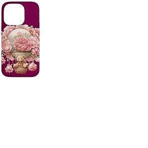 Montgolfière flottante pour bébé ours rose pivoine fleur Coque pour iPhone 14 Pro