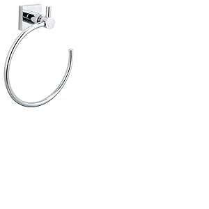 tesa Hukk anneau porte serviette, finition brillante m&eacute;tal chrom&eacute;, adh&eacute;sif, technologie sans percer, 200mm x 177mm x 70mm