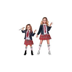 W WIDMANN MILANO Party Fashion - Costume enfant zombie &eacute;coli&egrave;re, tenue d'Halloween avec jupe, chemisier, veste, cravate