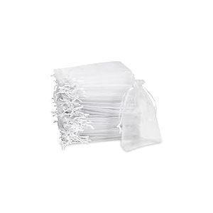 Carehabi Pochette en organza, pochette cadeau en organza, pochette &agrave; bijoux, pochette de mariage, sac lavande (10 x 15 cm, blanc)