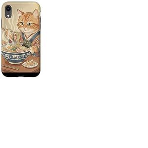 Chat Vintage en Kimono Mangeant des Ramen Japonais Japonais Japonais Coque pour iPhone XR