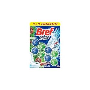 Bref WC - Power Activ' - Odeur Pin - Duo Packs - Lot de 10 blocs WC (5 x 2x50g) - Nettoyants WC - +50% Anti-Calcaire - 4 Eléments Actifs - Propreté + Fraîcheur