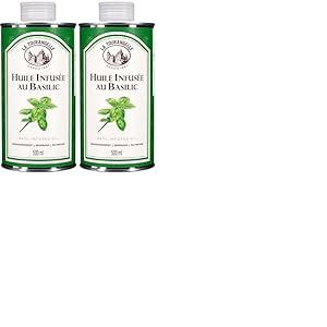 La Tourangelle - Huile infus&eacute;e au basilic - Infusion 100% naturelle - Go&ucirc;t authentique de basilic - Sans ar&ocirc;mes ajout&eacute;s - 500ml (Lot de 2)