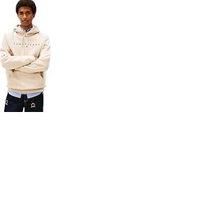 Tommy Jeans TJM Reg Linear Logo Hoodie Ext Dm0Dm20746 Sweat &agrave; Capuche, Beige (Gulf Sand), M Homme
