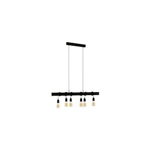 Eglo Suspension luminaire Townshend, plafonnier suspendu vintage &agrave; 6 lampes, lampe de salle &agrave; manger, lustre salon style industriel, acier noir, douille E27