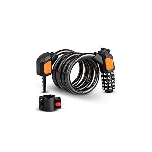 AiQInu Antivol Velo, Cadenas Velo Antivol Long 120cm x 12mm Cable Antivol avec 5 Chiffres Intelligente Code Vélo Antivol Niveau de sécurité élevé pour vélo Tricycle Scooter Poussette