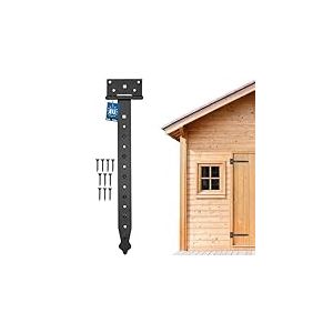 KOTARBAU® Charnière à Penture Droite - 400 mm - Revêtement Thermolaqué - Charnière Portail Bois en T Charnière Noir Charniere Porte Charniere Portail Exterieur Gond Portail Exterieur