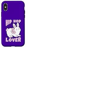 Lapin Hip-hop Amoureux Kawaii Mignon dr&ocirc;le Coque pour iPhone X/XS