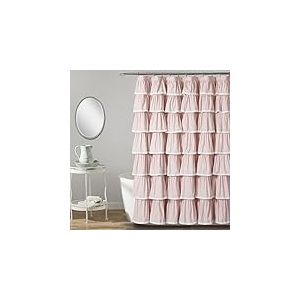 Lush Decor 1 Rideau de Douche à Volants en Dentelle, 182,9 x 182,9 cm, Rose pâle, 182,9 x 182,9 cm (l x L)