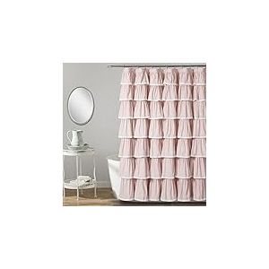 Lush Decor 1 Rideau de Douche à Volants en Dentelle 183 x 183 cm Blush