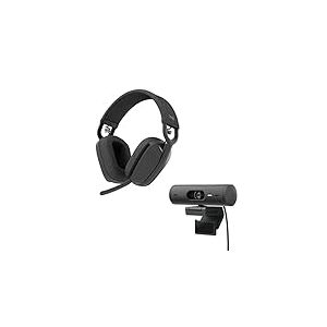 Logitech Brio 500 Full HD Webcam et Zone Vibe 100 Casque sans Fil avec Micro Anti-Parasite, Compatible avec Microsoft Teams, Google Meet, Zoom, Mac/PC - Graphite
