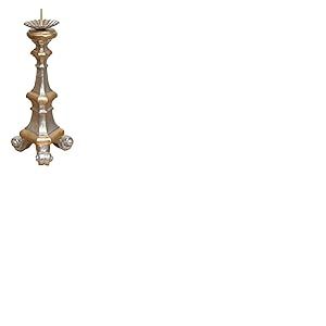 Biscottini Chandelier Bois L13,5XPR13,5XH29,5 cm - Bougeoir Bois - Chandelier Argent Made in Italy - Bougeoirs Shabby - Bougeoir de Table