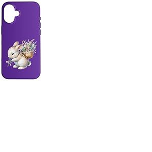 Cottagecore Breloque aquarelle Lapin avec panier de fleurs Coque pour iPhone 16