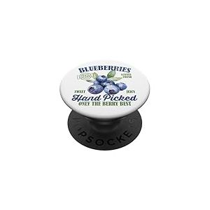 Graphisme rétro de myrtilles juteuses et délicieuses myrtilles sucrées PopSockets PopGrip Adhésif