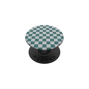 Vert et gris, motif damier, carreaux PopSockets PopGrip Adhésif