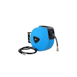 Bakaji Enrouleur de tuyau d'air comprim&eacute; avec tuyau 20 m raccord 1/4" fixation murale syst&egrave;me verrouillage automatique, gain de place, accessoire compresseur d'air comprim&eacute;, pression maximale 18 bar
