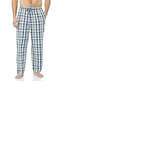 Amazon Essentials Pantalon de Pyjama tiss&eacute; Coupe Droite avec Poches pour Homme, Motif &eacute;cossais Madras Bleu Clair Orange, Taille L
