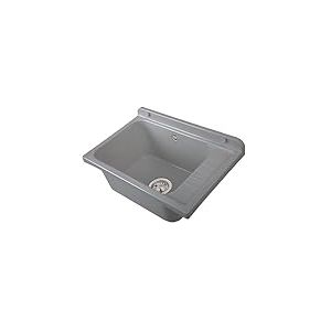 Negrari Évier mural 2051FGAM en polypropylène gris avec piletton en métal, résistant aux intempéries, livré avec kit de fixation et kit d'échappement, pour extérieur 58 x 38 x 21 cm