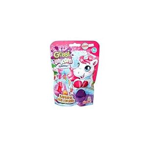 Glibbi Unicorn Surprise Bombe de Bain en 1 des 3 Couleurs (Rose, Violet, Mix) avec Surprise, 1 Figurine sur 6, 100 g, Plaisir du Bain à partir de 3 Ans
