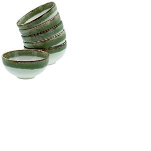 CreaTable, 21817, Série Cascade, coupelles vertes, ensemble de vaisselle 6 pièces, set de coupelles à dips en grès.