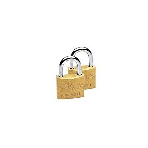 Vachette Lot de 2 Cadenas à clé Atlas en Laiton 40 mm - 1320MN40/SC - Résistance anti traction, Usage intérieur et extérieur, 2 Clés incluses