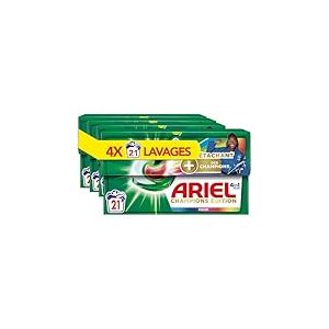Ariel 4in1 PODS Lessive Liquide En Capsules 84 Lavages (4x21 Tablettes), Édition Champion, Extra Color Protection,Technologie Ultra Détachant, Élimine Les Taches Incrustées, Fabriqué En France