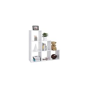 VASAGLE Bibliothèque, Étagère Escalier, Cloison Séparateur, Meuble de Rangement, 6 Compartiments, pour bureau, salon, chambre, Blanc LBC63WT