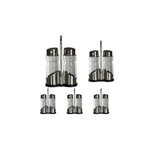 Ibili 768700 Ensemble Sali&egrave;re Poivri&egrave;re, Acier Inoxydable, Argent/Transparent, 10 x 8 x 4 cm (Lot de 5)