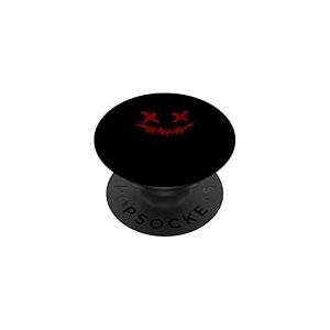 Maroon Red Burgundy Grunge Face Stitch Smile Maroon Bordeaux PopSockets PopGrip Adhésif