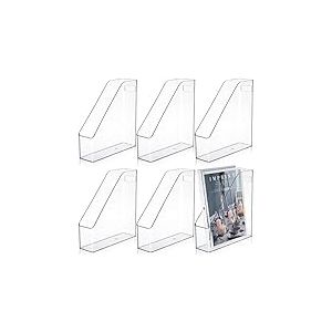 Lot de 6 porte-revues en acrylique transparent avec poign&eacute;e - Organiseur de bureau vertical pour la maison, le bureau, l'&eacute;cole, le travail, l'&eacute;tude, les fournitures de bureau