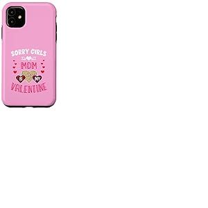 Sorry Girls Mommy is My Valentine C&oelig;urs l&eacute;opard et Plaid Coque pour iPhone 11