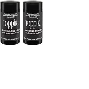 TOPPIK Fibres Capillaires Densifiantes à base de Kératine, Brun - 3g - Cheveux à l'Aspect Naturellement plus Epais – Pour densifier Racines, Ligne Frontale, Barbe, Calvitie (Lot de 2)