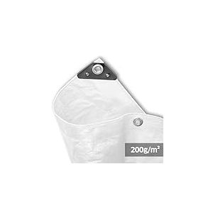 NOOR Bâche de Couverture Super - 200g/m² - 2x2 m - Blanc - Bâche Tout Usage pour Protection Contre Les intempéries - Idéale pour Le Jardin - stabilisée UV, enduite des Deux côtés, imperméable