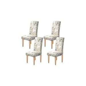 Dioxide Housse de Chaise Extensible Amovible Lot de 4 ou 6 Couverture de Chaise Lavable Housse de Salle &agrave; Manger &agrave; Imprim&eacute; Tendance Universel pour Bouquet, Restaurant (Jeu d'Ombres et de Fleurs, 4PC)