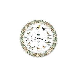 KOOKOO Horloge chantante en Forme de c&oelig;ur avec 12 Oiseaux chanteurs locaux et v&eacute;ritables Sons d'oiseaux naturels, avec Mouvement &agrave; Quartz Radio-pilot&eacute; RC