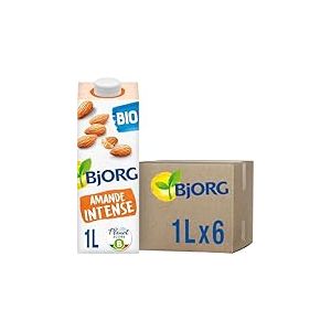 BJORG - Lait d'Amande Intense Bio - Boisson 100% Végétal - Pauvre en acides gras saturés - 1 L x 6