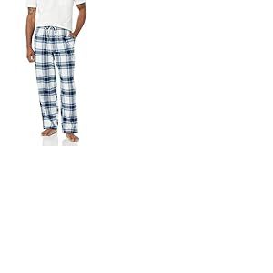 Amazon Essentials Pantalon de Pyjama Respirant en Flanelle (Disponible en Grandes Tailles et Grandes Longueurs) Homme, Blanc Gris Écossais, XXL