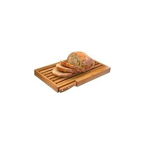 Avilia Planche à pain en bambou avec bac à miettes et couteau en acier inoxydable, 44 x 27 cm, résistante et facile à nettoyer